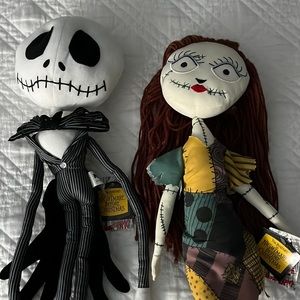 RARE 2006 NECA Jack Skellington Head Plush and Sally Head Plush New w/Tags